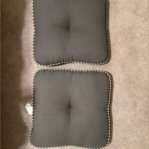 2 Chic Gray Cushions with Braided Trim